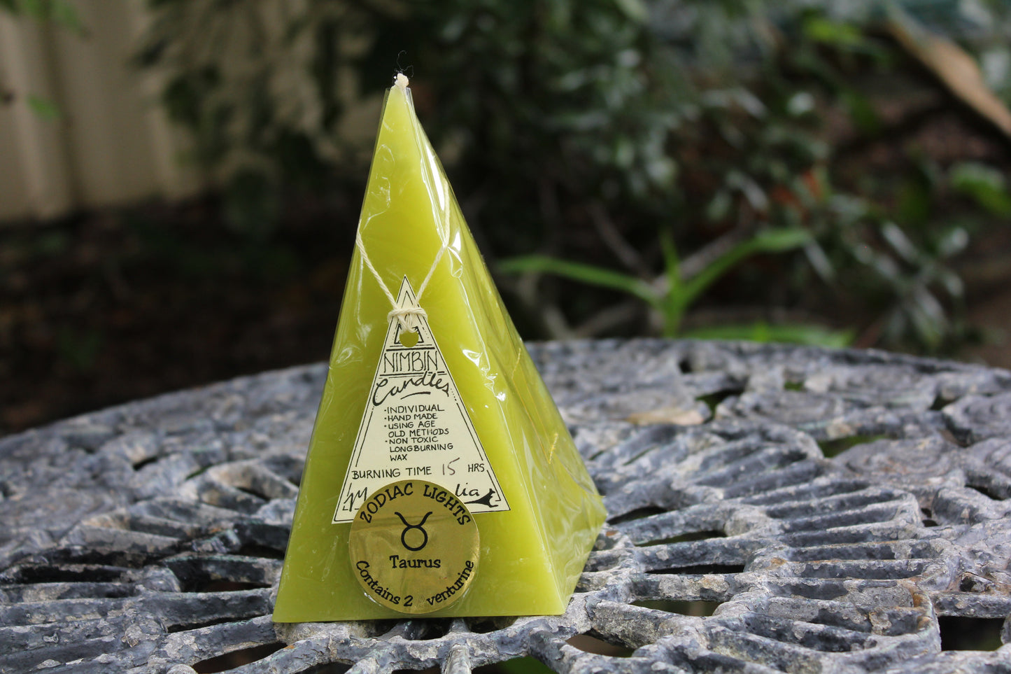 Zodiac Candle - Taurus (olive green/aventurine)