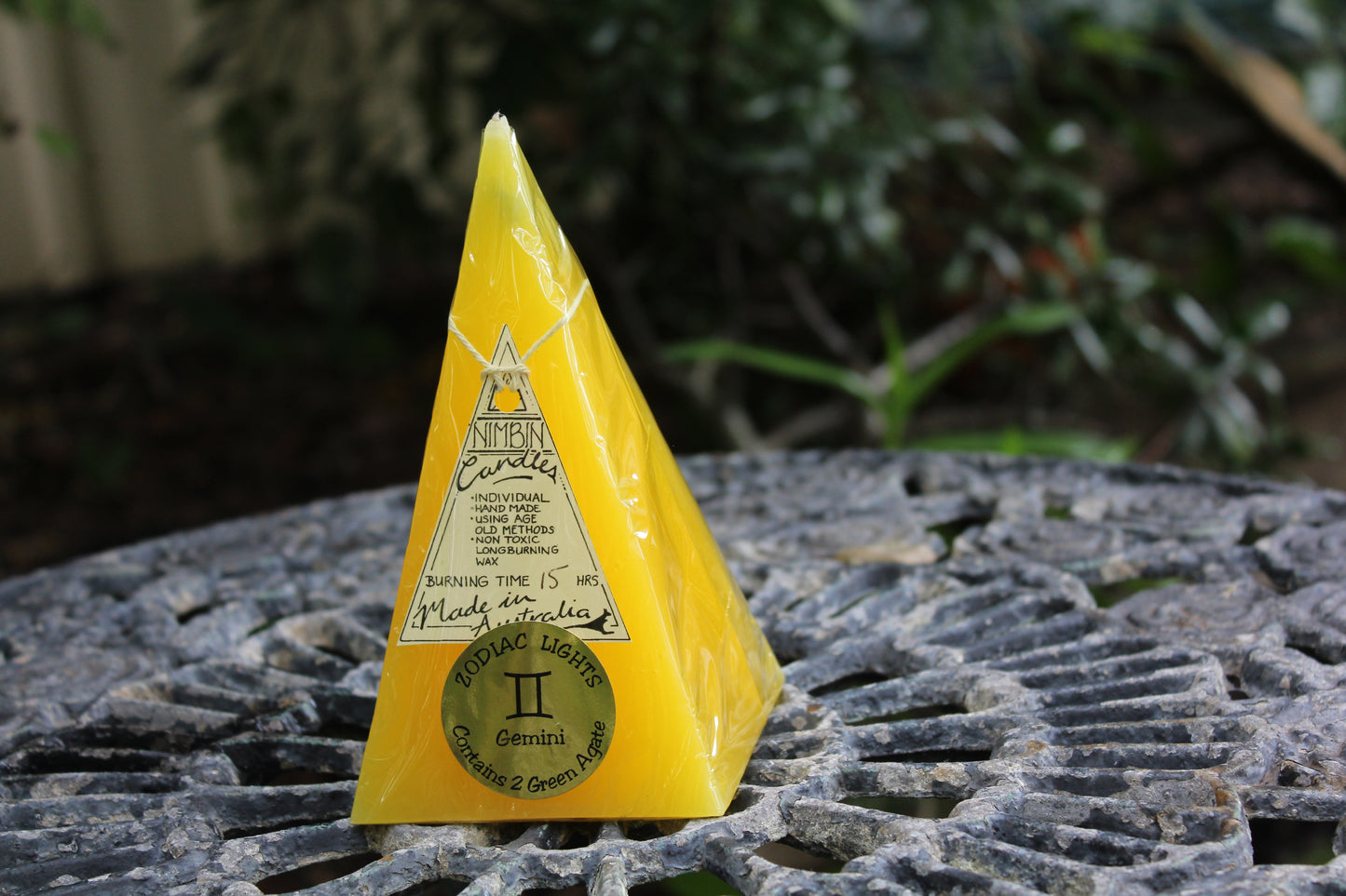 Zodiac Candle - Gemini (yellow/green agate)