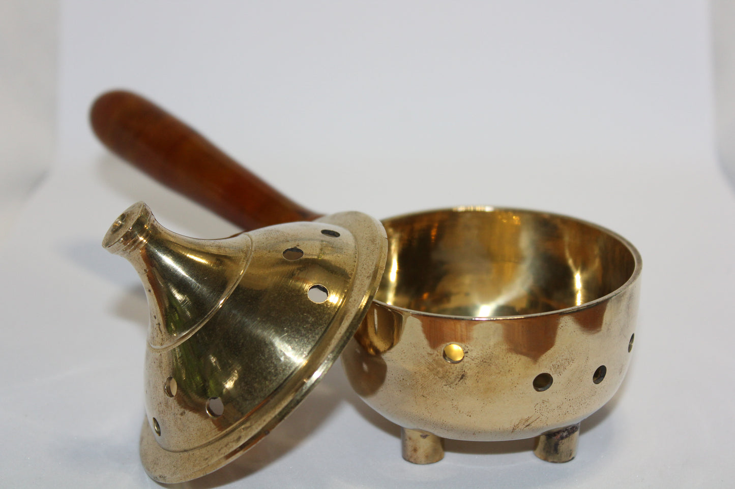 Charcoal Burner - Brass - wooden handle