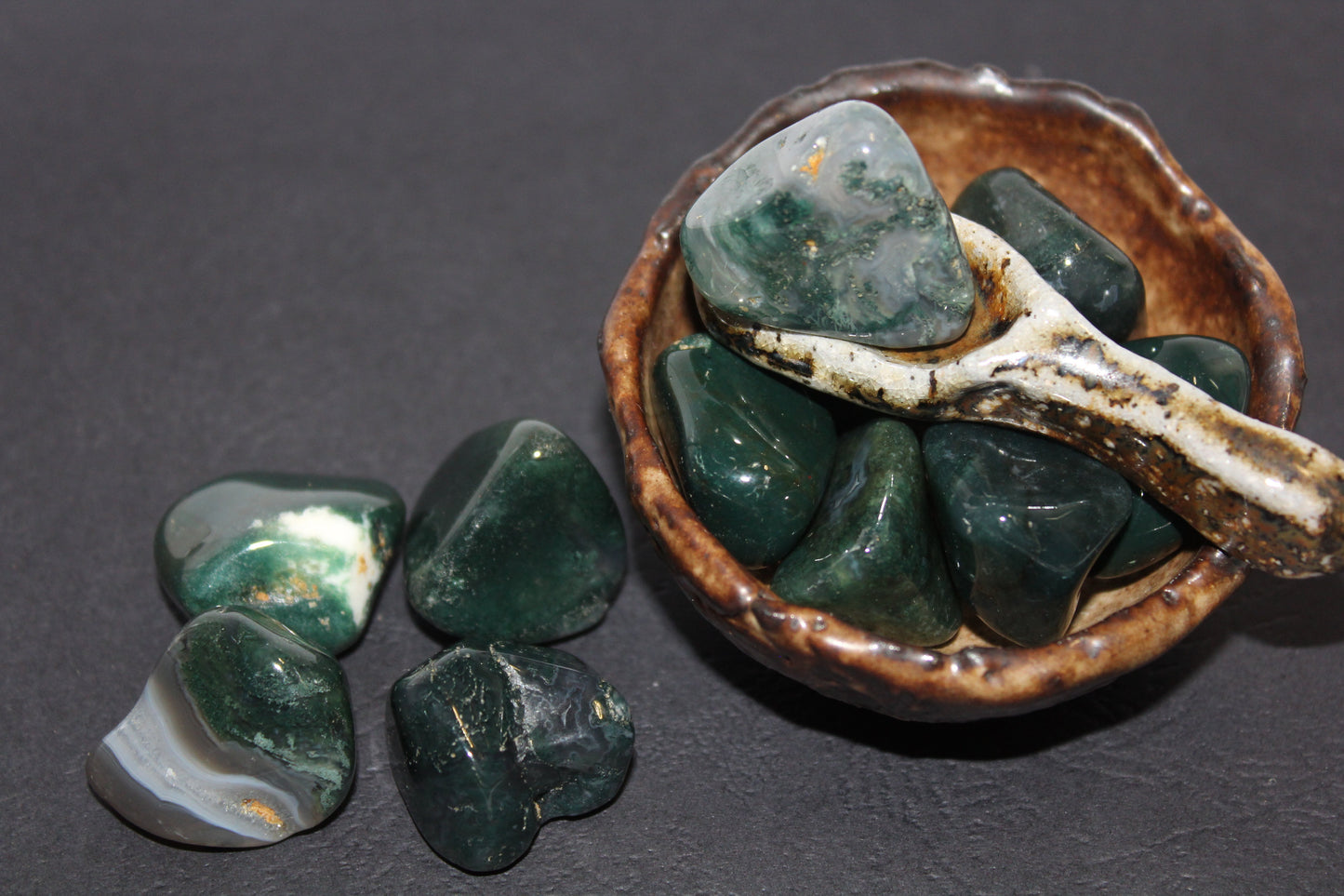 Tumbled - Moss Agate - A+ - med
