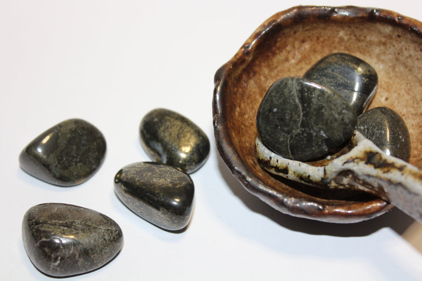 Tumbled - Pyrite & Lemurian Jade - sml