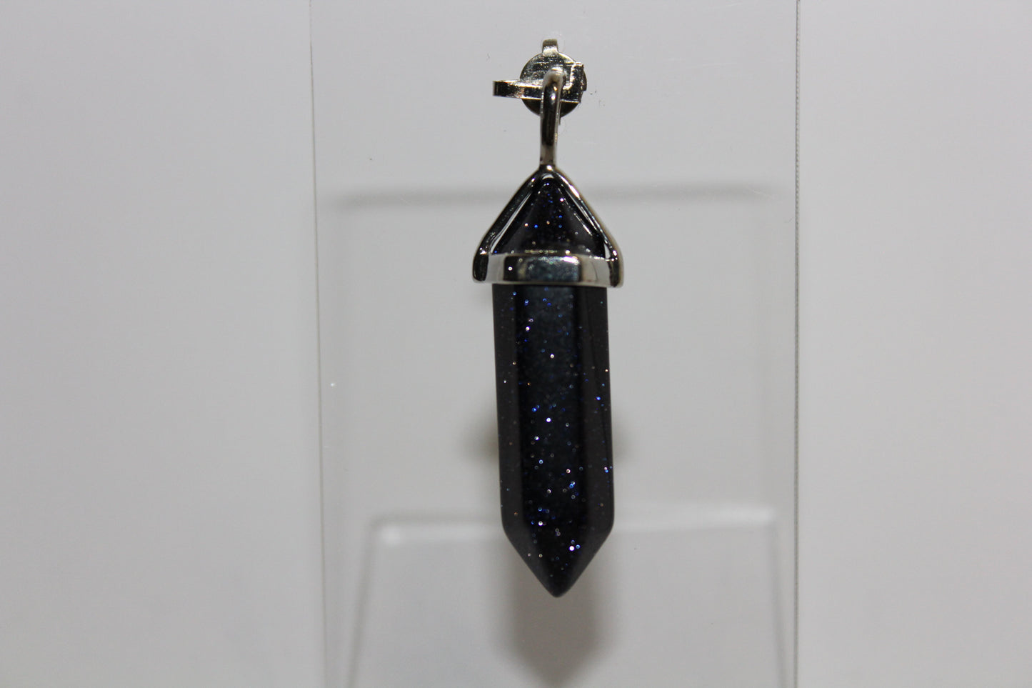 Pendant - Dbl Terminated - Blue Goldstone - sml