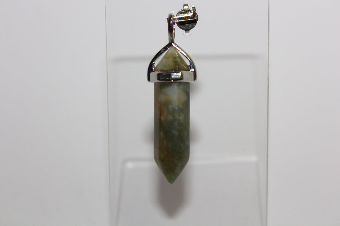 Pendant - Dbl Terminated - Moss Agate - sml