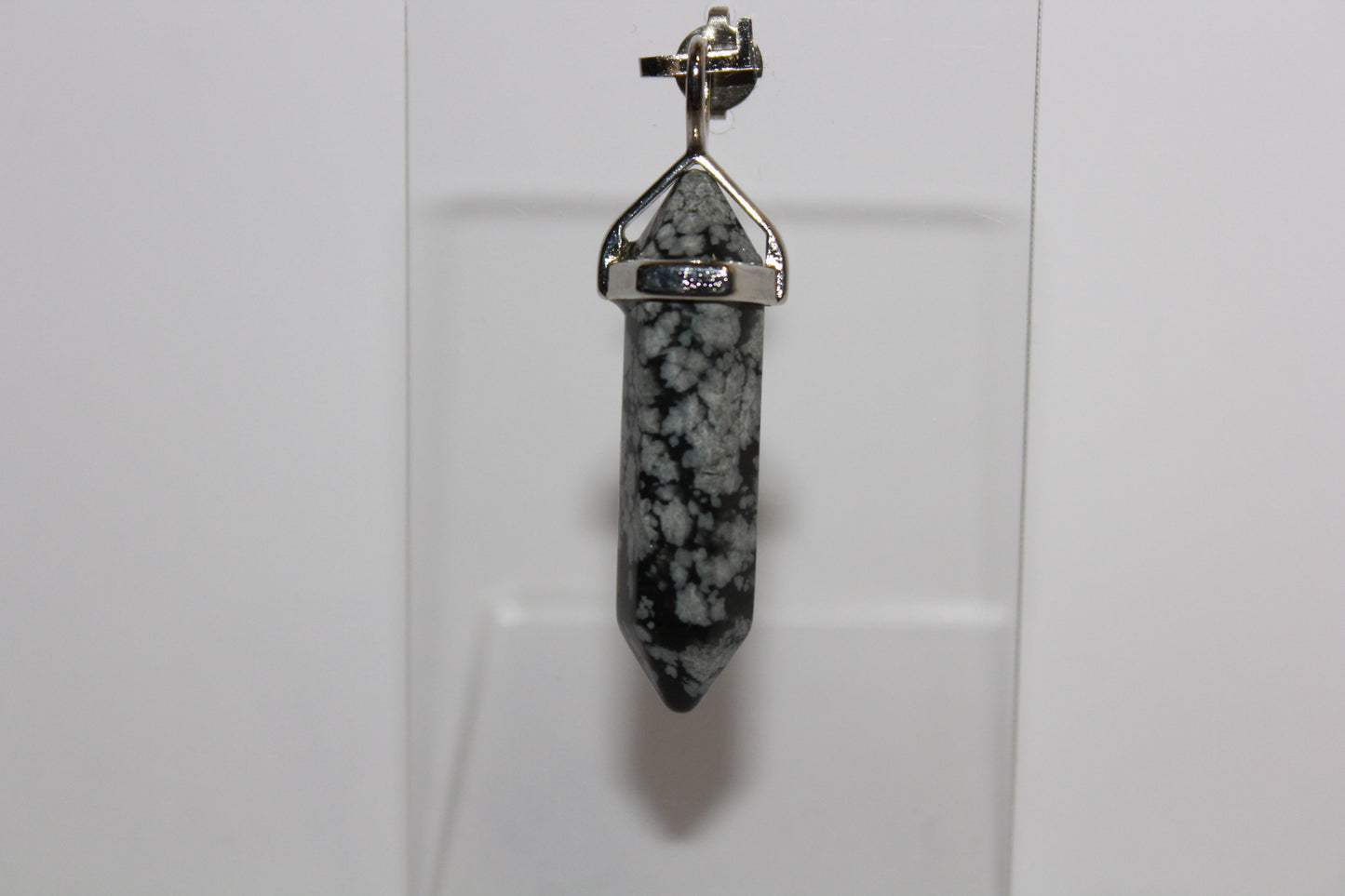 Pendant - Dbl Terminated - Snowflake Obsidian - sml