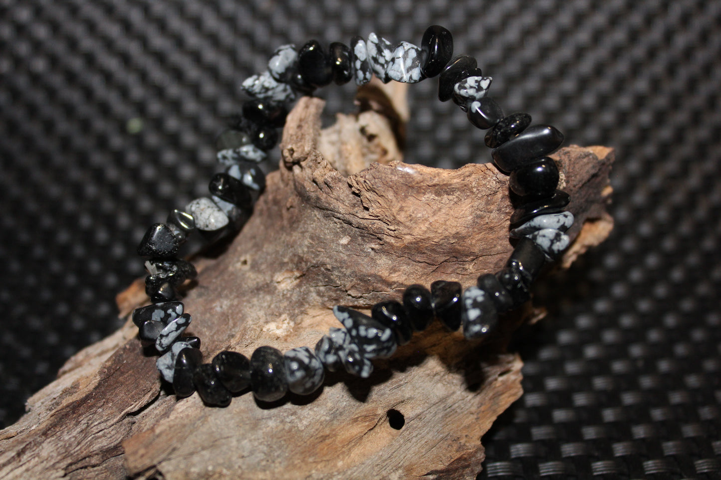 Bracelet - Chip - Obsidian - Snowflake