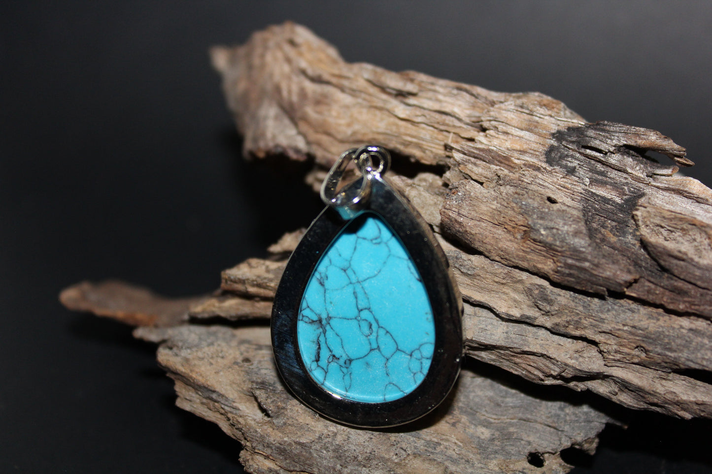 Pendant - Tear - Blue Howlite