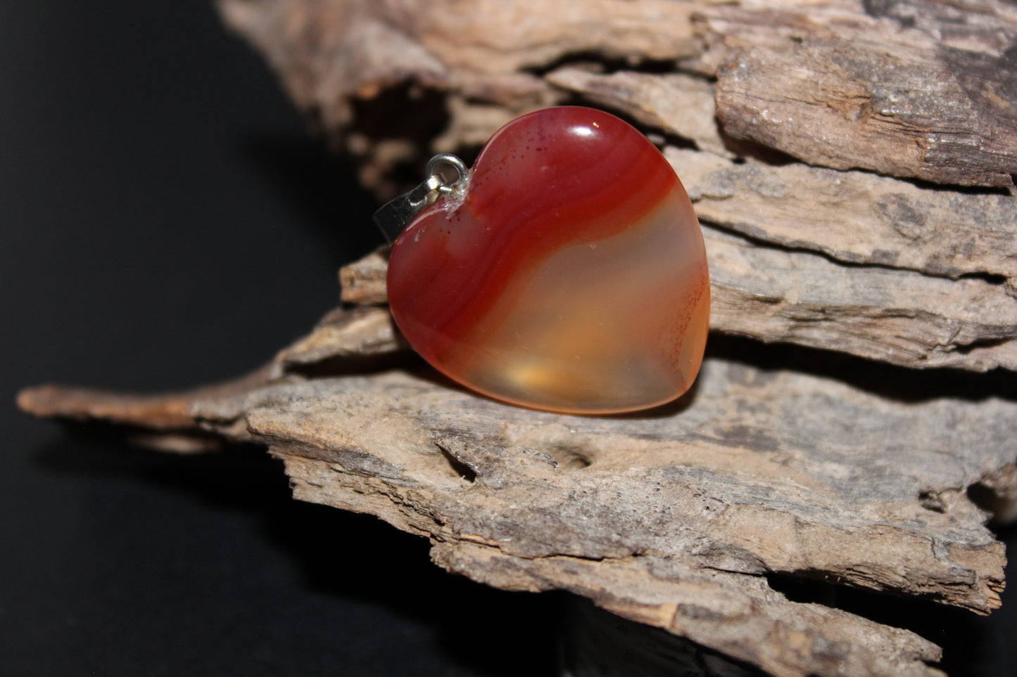 Pendant - Heart - Carnelian - med