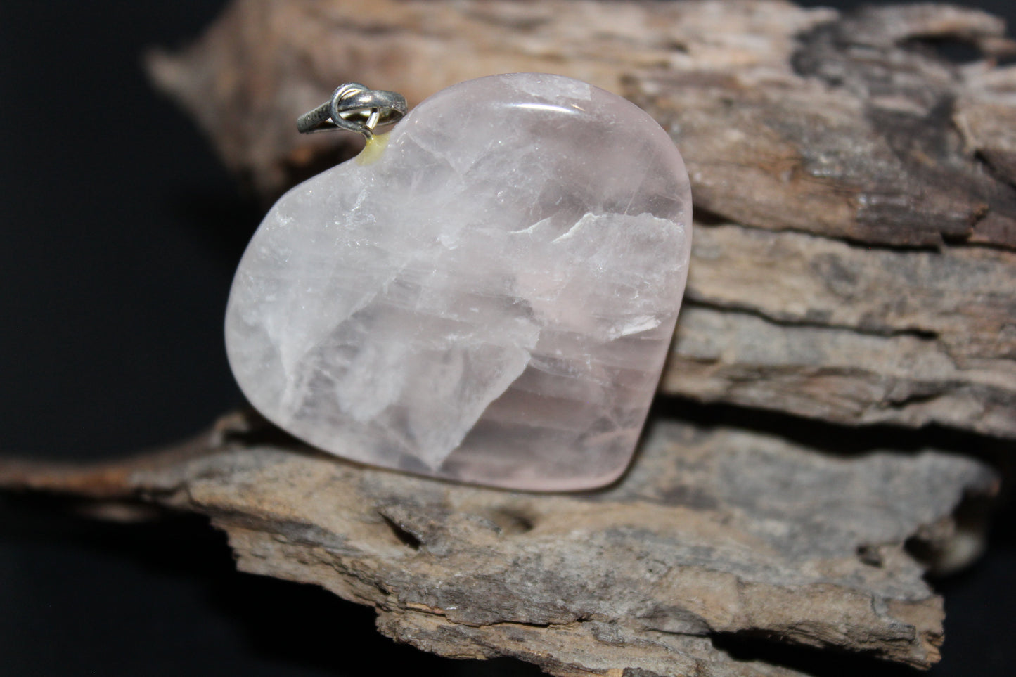 Pendant - Heart - Rose Quartz - lge