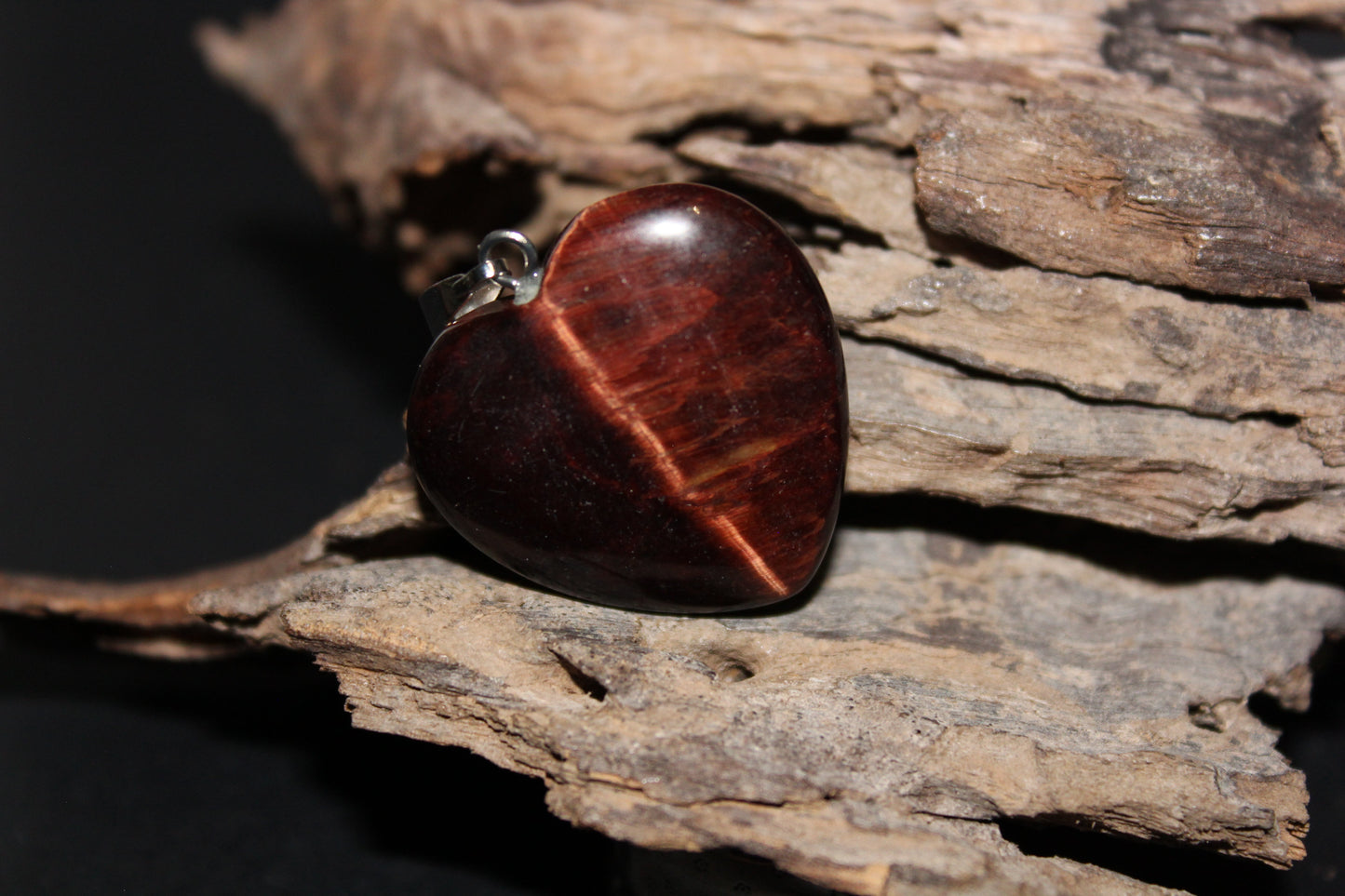 Pendant - Heart - Red Tiger Eye - med
