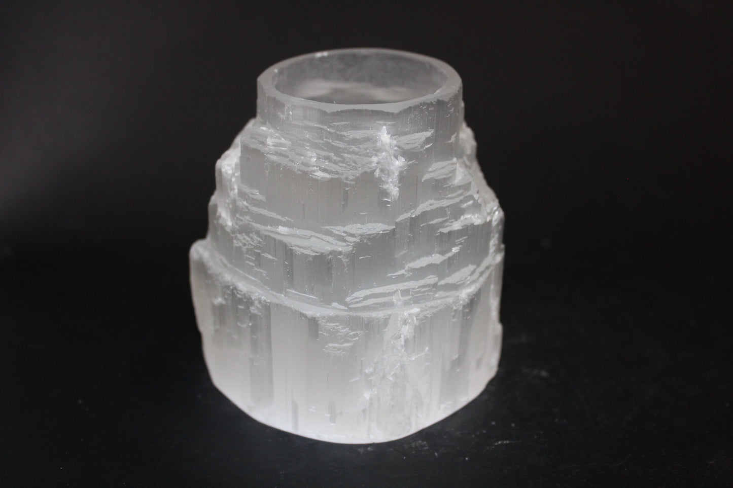 Carved - Selenite - Candle Holder (Castle)