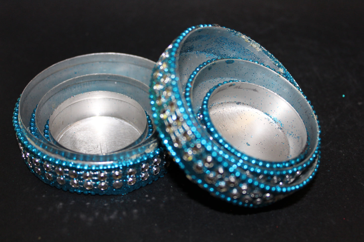 Box - set of 3 stacking pill boxes (metal/bling)