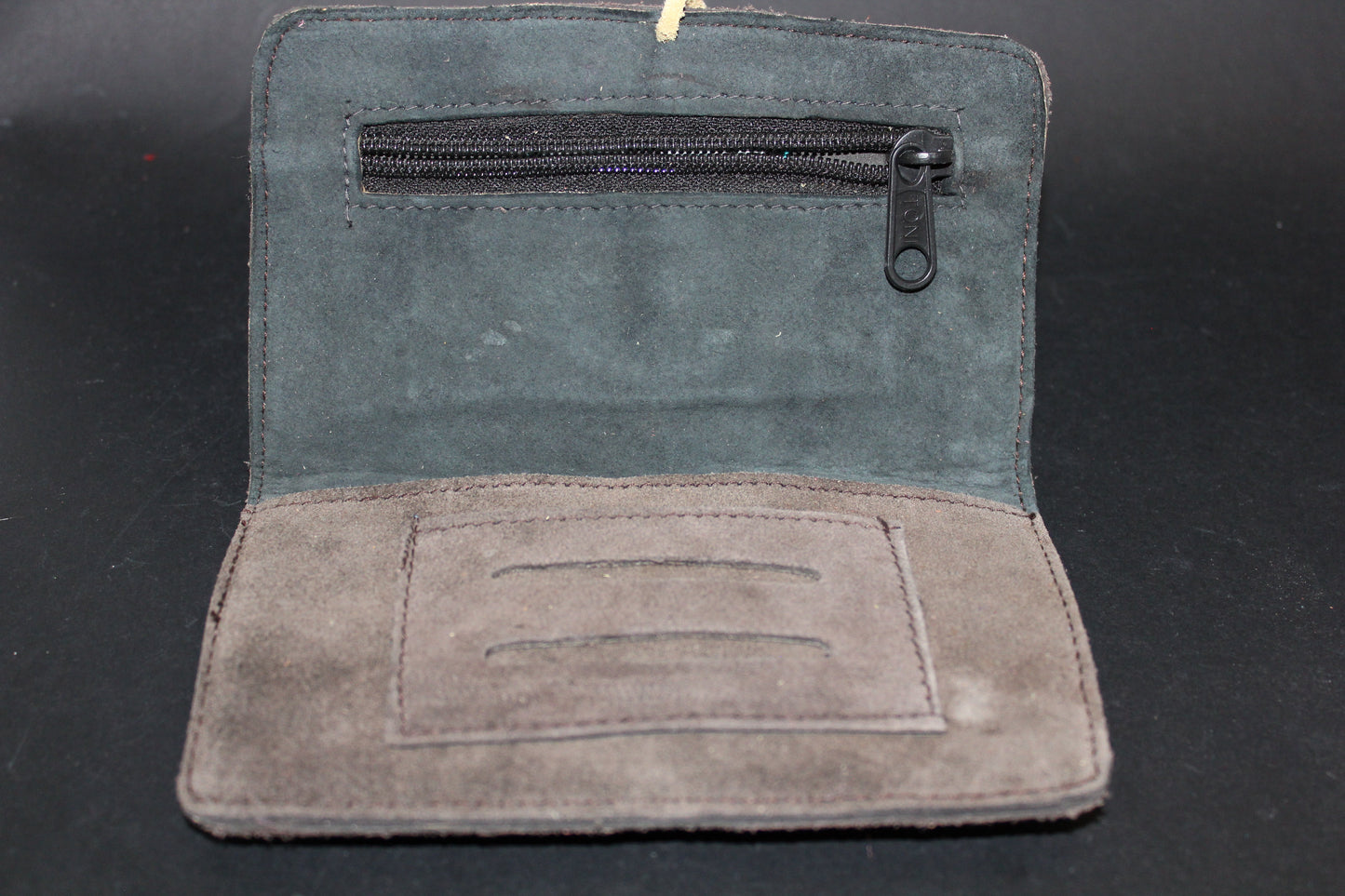 Wallet - suede leather - Grey/Black (Yin/Yang symbol)