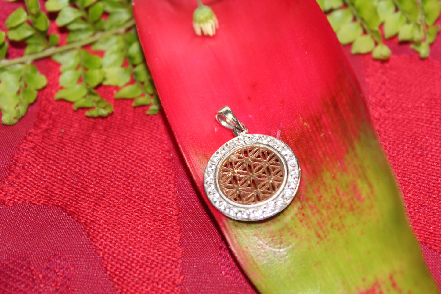 Pendant - S/S - Flower Of Life (with Rose Gold) - sml
