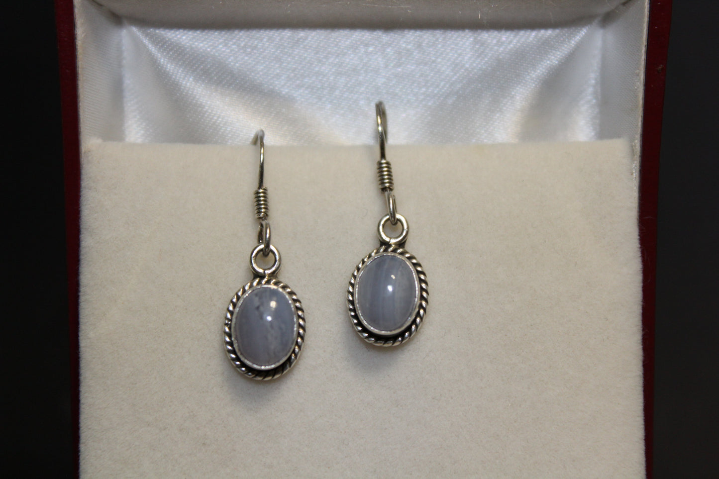 Earrings - Blue Lace Agate - oval