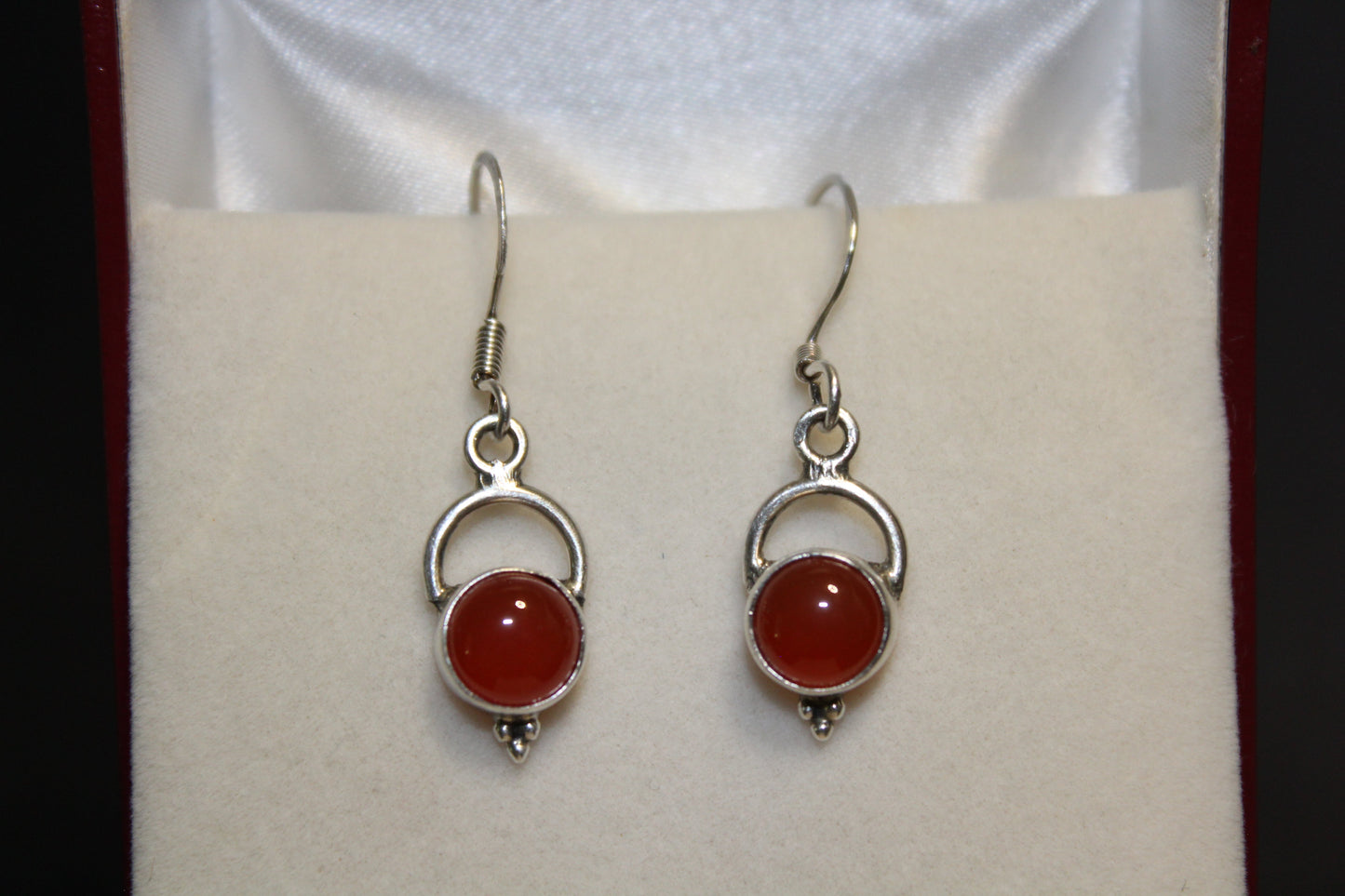 Earrings - Carnelian - round