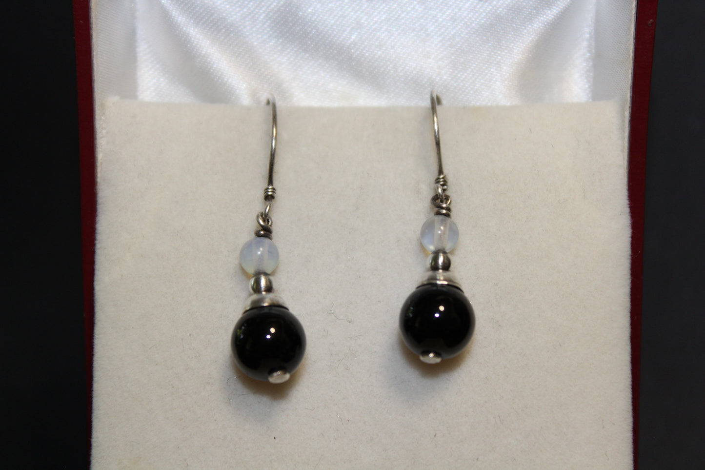 Earrings - Onyx & Moonstone - round