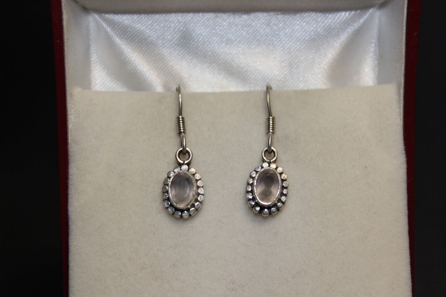 Earrings - Rose Quartz (faceted) - oval