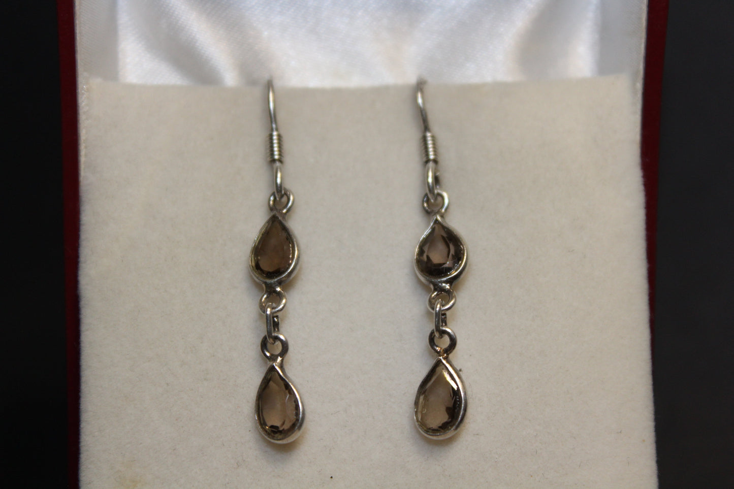Earrings - Smoky Quartz (faceted) - 2 drops - tear
