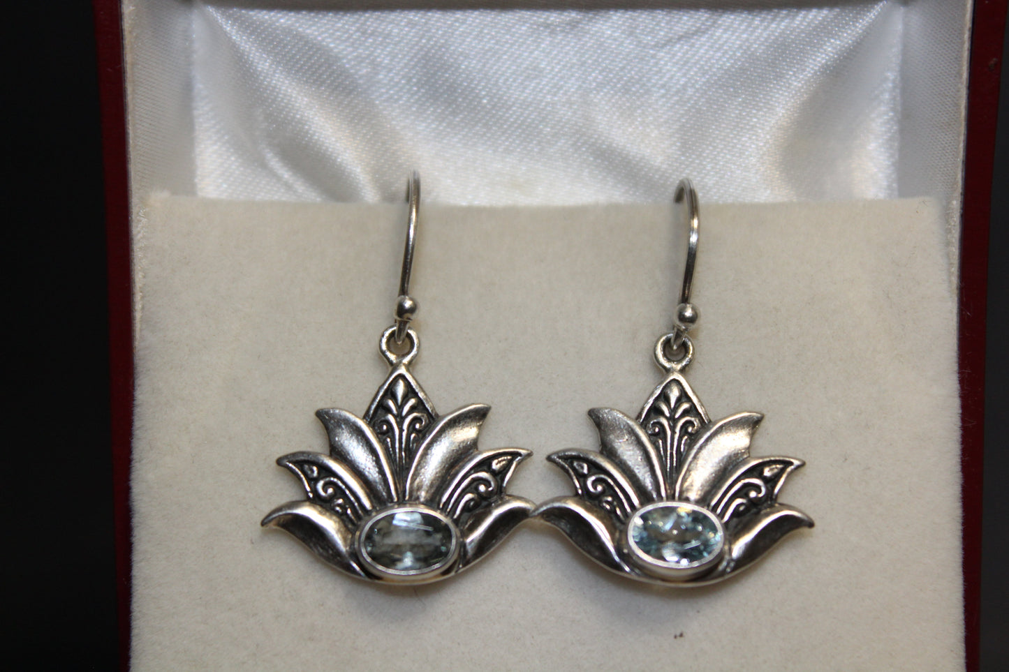 Earrings - Topaz - Blue (faceted) - round