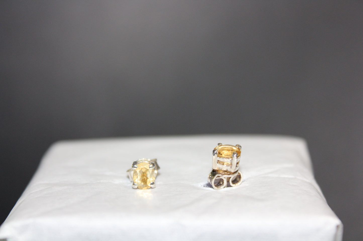 Earrings - Studs - Citrine (faceted) - square