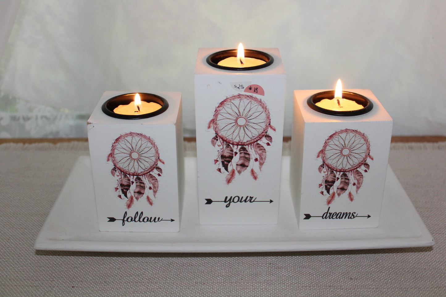 Candle Holder - Tealight - 3 piece set on tray