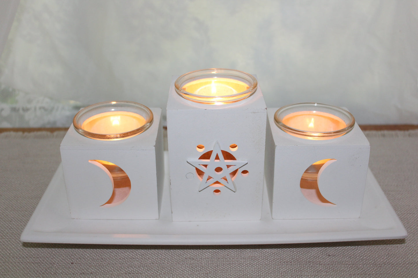 Candle Holder - Tealight - 3 piece set on tray