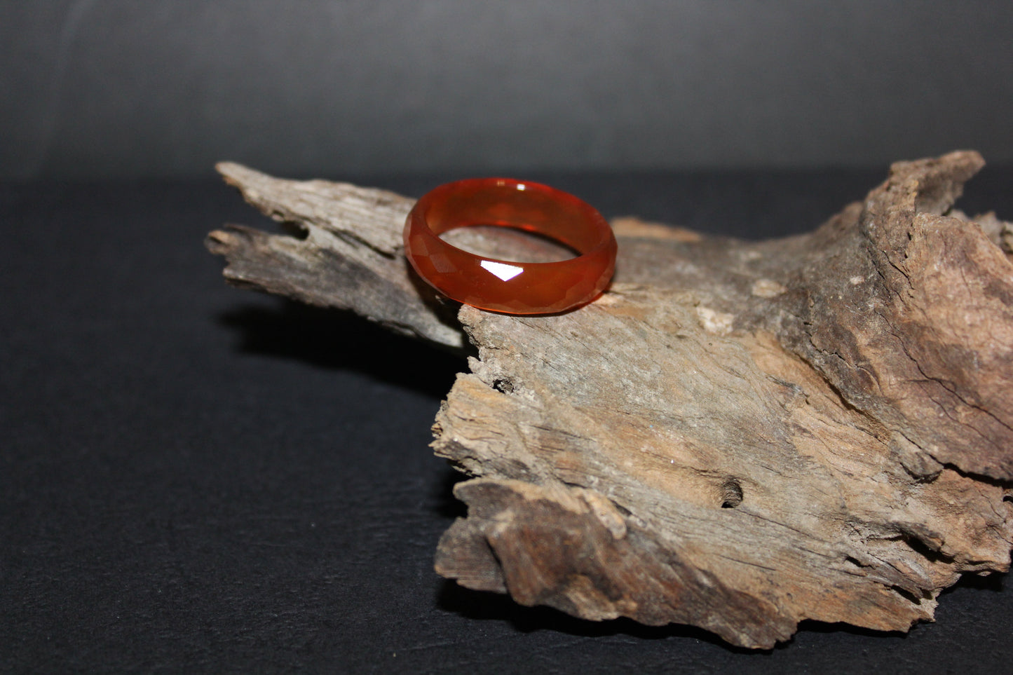 Ring - Carved Crystal - Carnelian (faceted)
