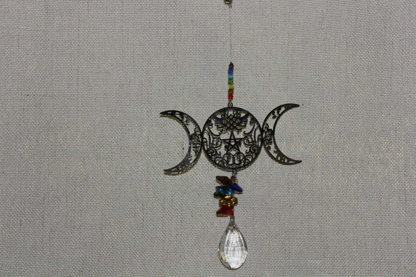 Suncatcher - Wiccan design with chakra beads