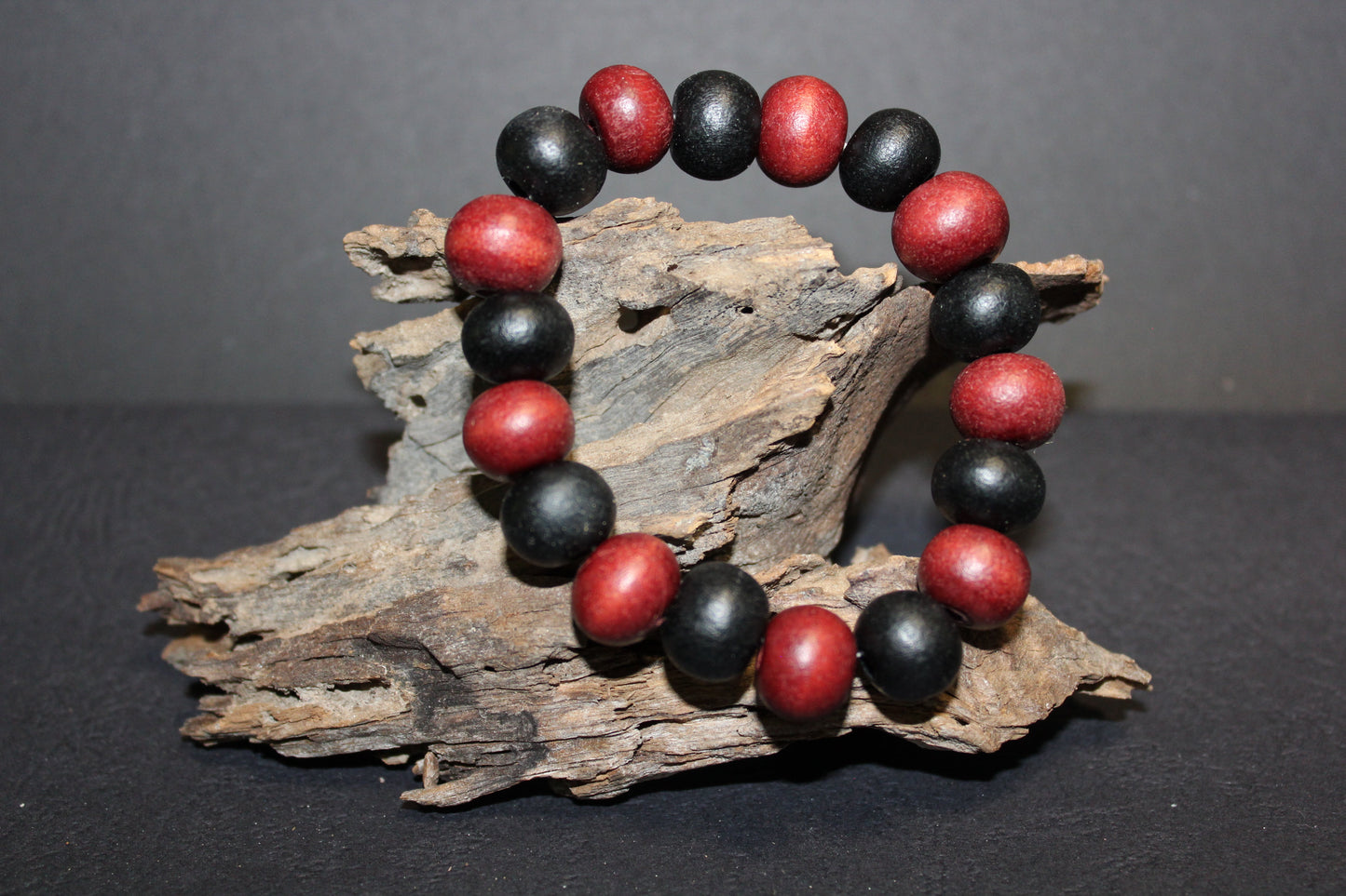 Bracelet - Beads - Mala (timber/red & black)