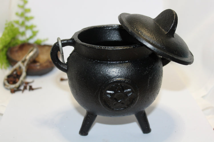 Cast Iron cauldron with pentagram shape of pot belly
