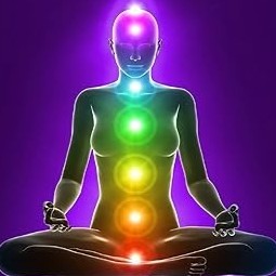 Chakra colours and chakra points overlayed on a body outline