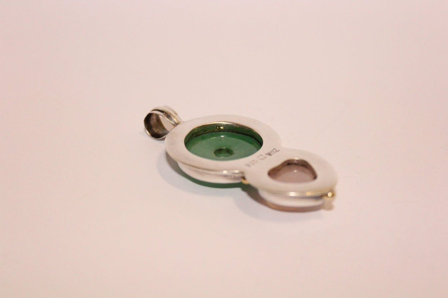 Pendant - Burmese Jade and Rose Quartz - lge