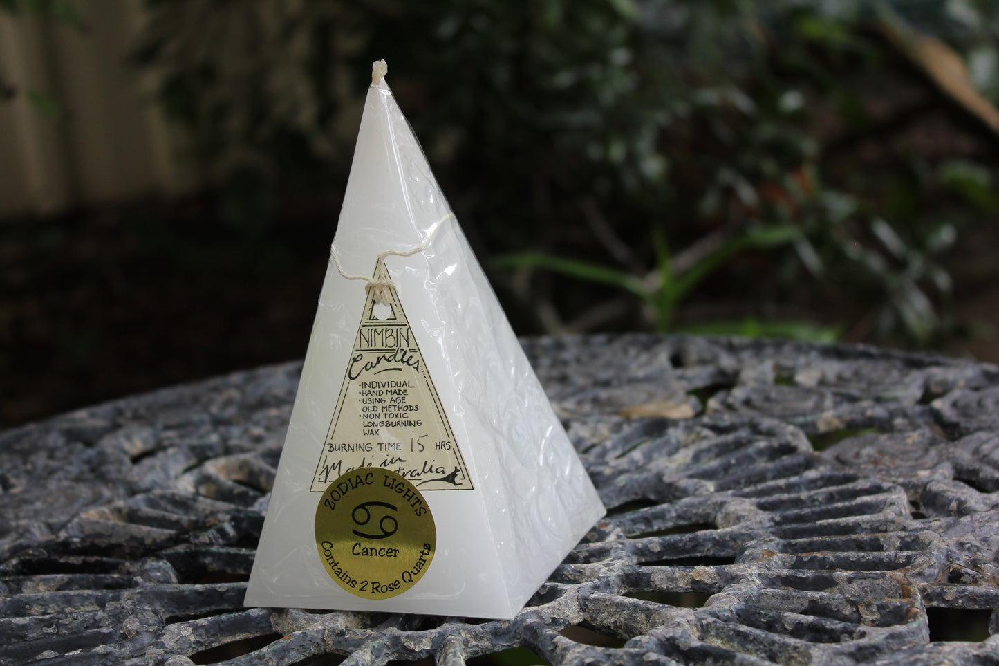 Zodiac Candle - Cancer (white/rose quartz)