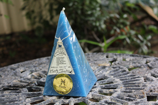 Zodiac Candle - Pisces (lt blue/bloodstone)
