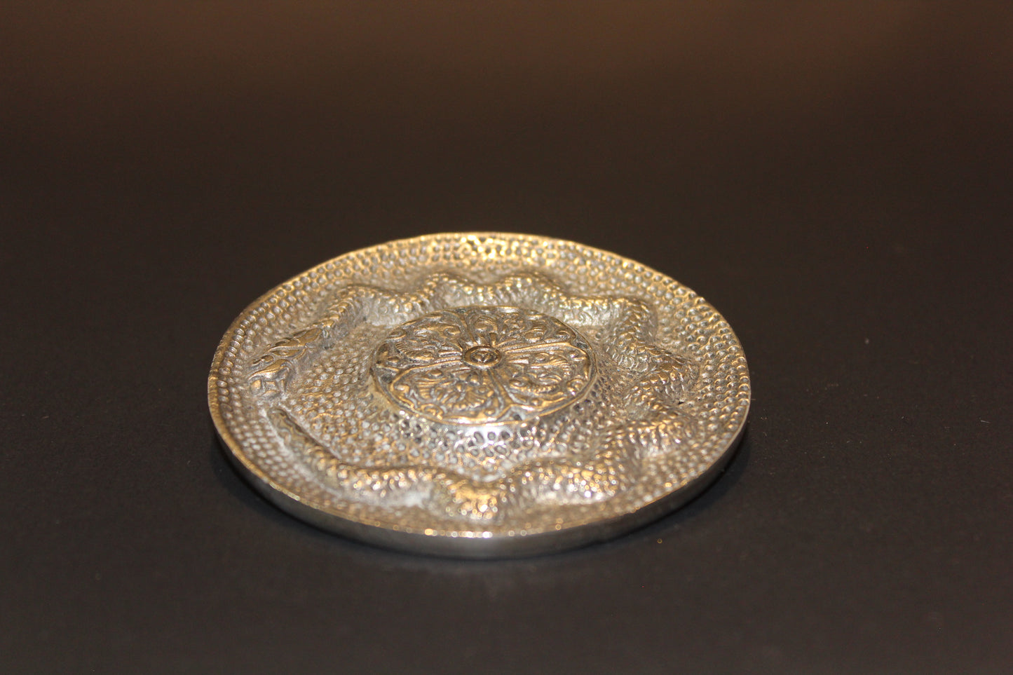 Incense Holder - carved silver plate