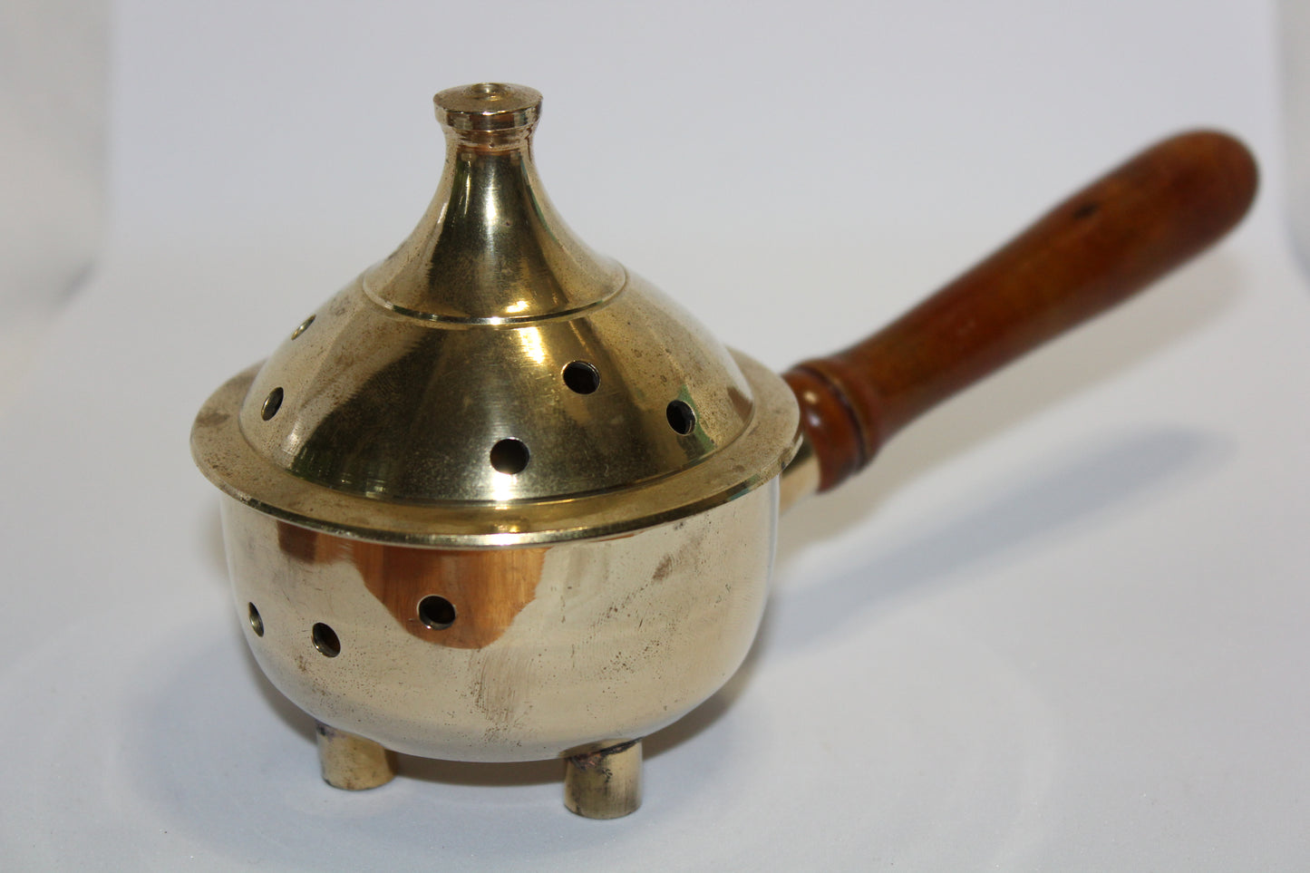Charcoal Burner - Brass - wooden handle