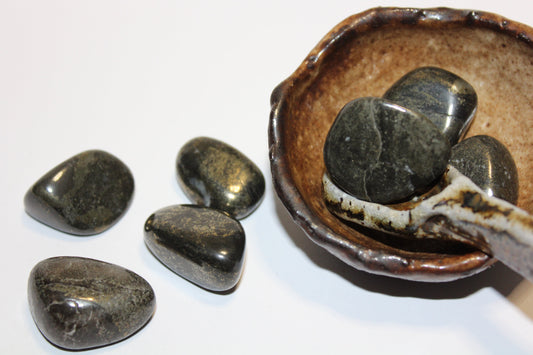 Tumbled - Pyrite & Lemurian Jade - sml