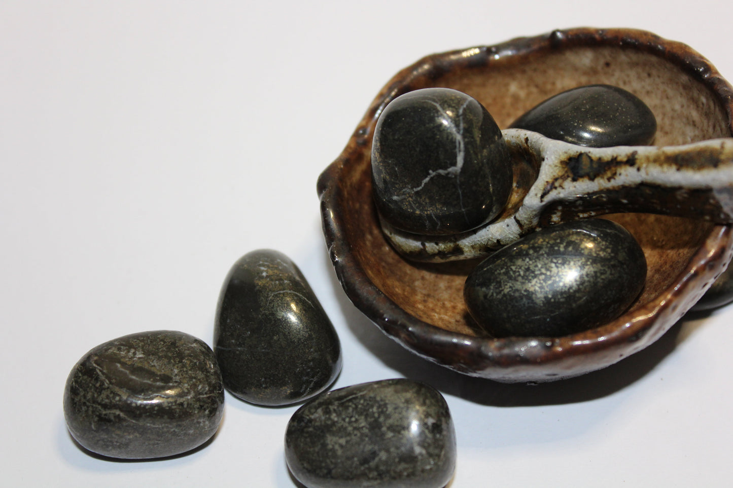 Tumbled - Pyrite & Lemurian Jade - med