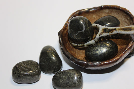 Tumbled - Pyrite & Lemurian Jade - med