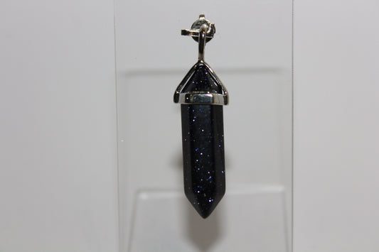 Pendant - Dbl Terminated - Blue Goldstone - sml