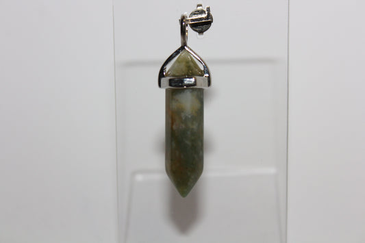Pendant - Dbl Terminated - Moss Agate - sml