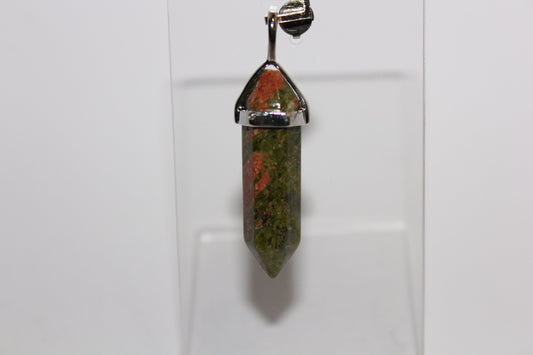 Pendant - Dbl Terminated - Unakite - sml