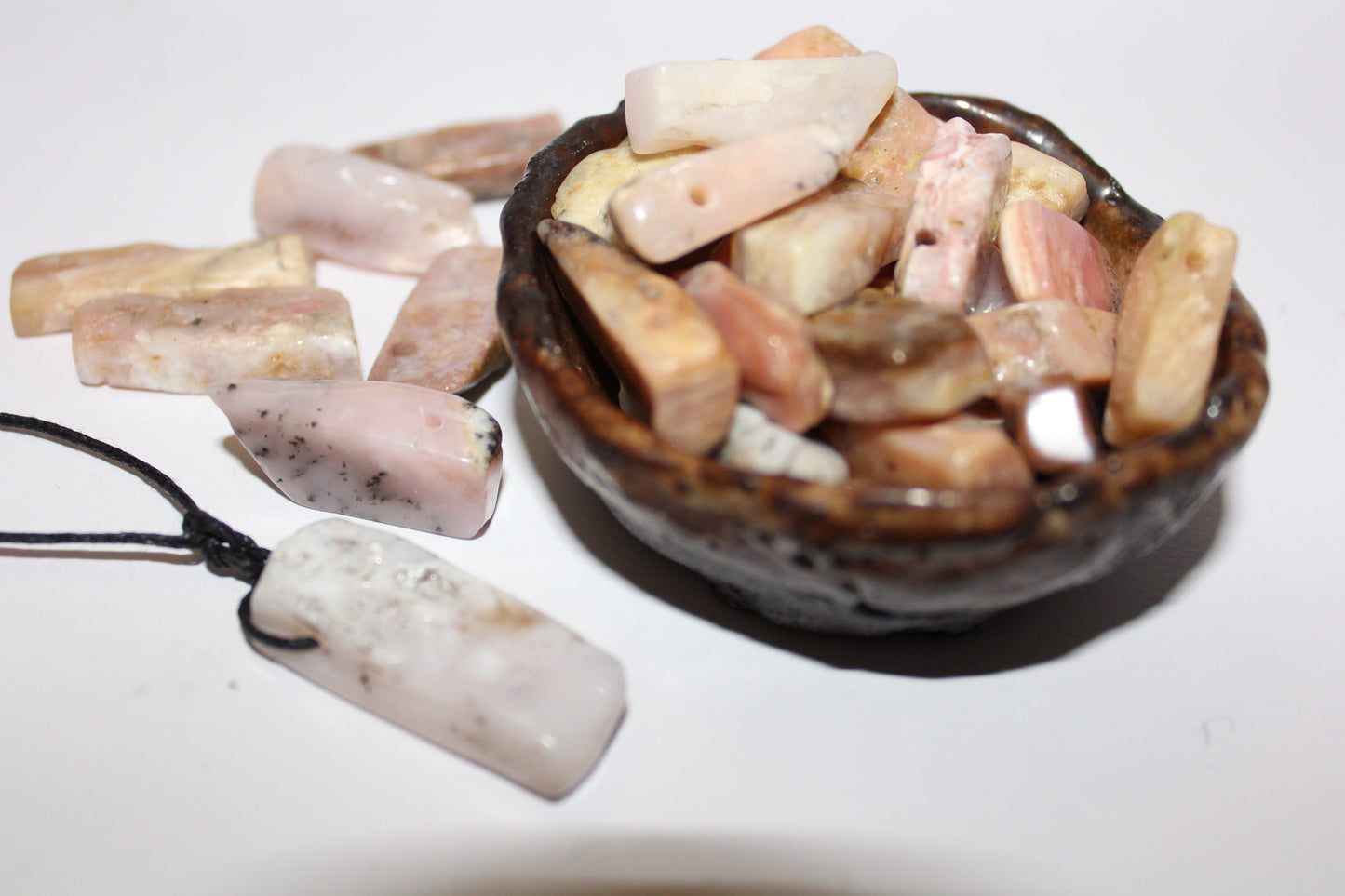 Pendant - Drilled - Pink Opal - sml