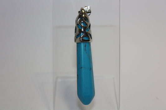 Pendant - Wand - Blue Howlite - lge
