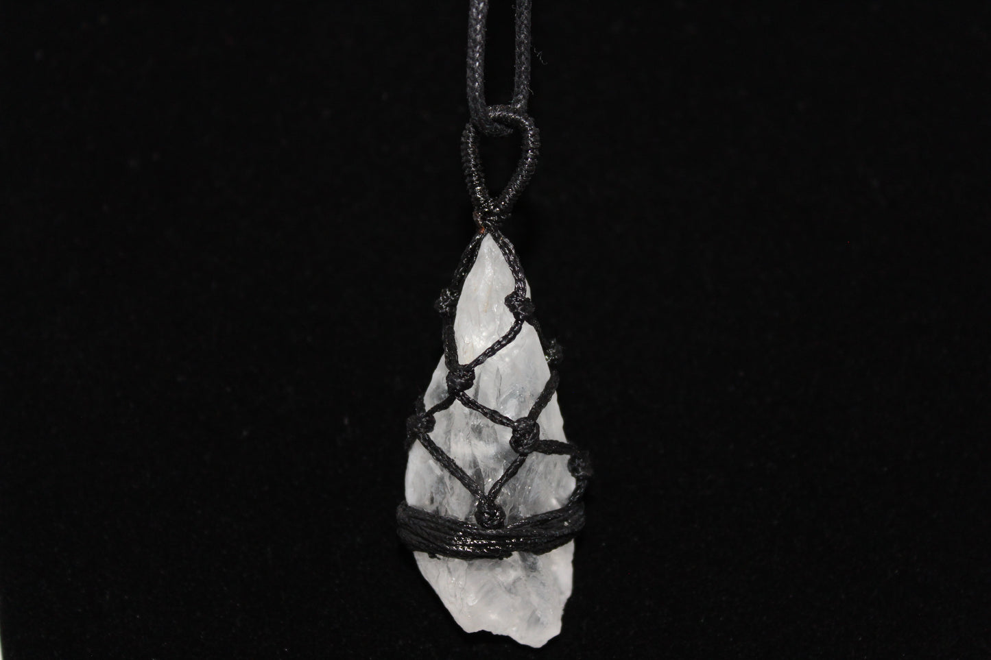 Pendant - Macrame - Clear Quartz - lge