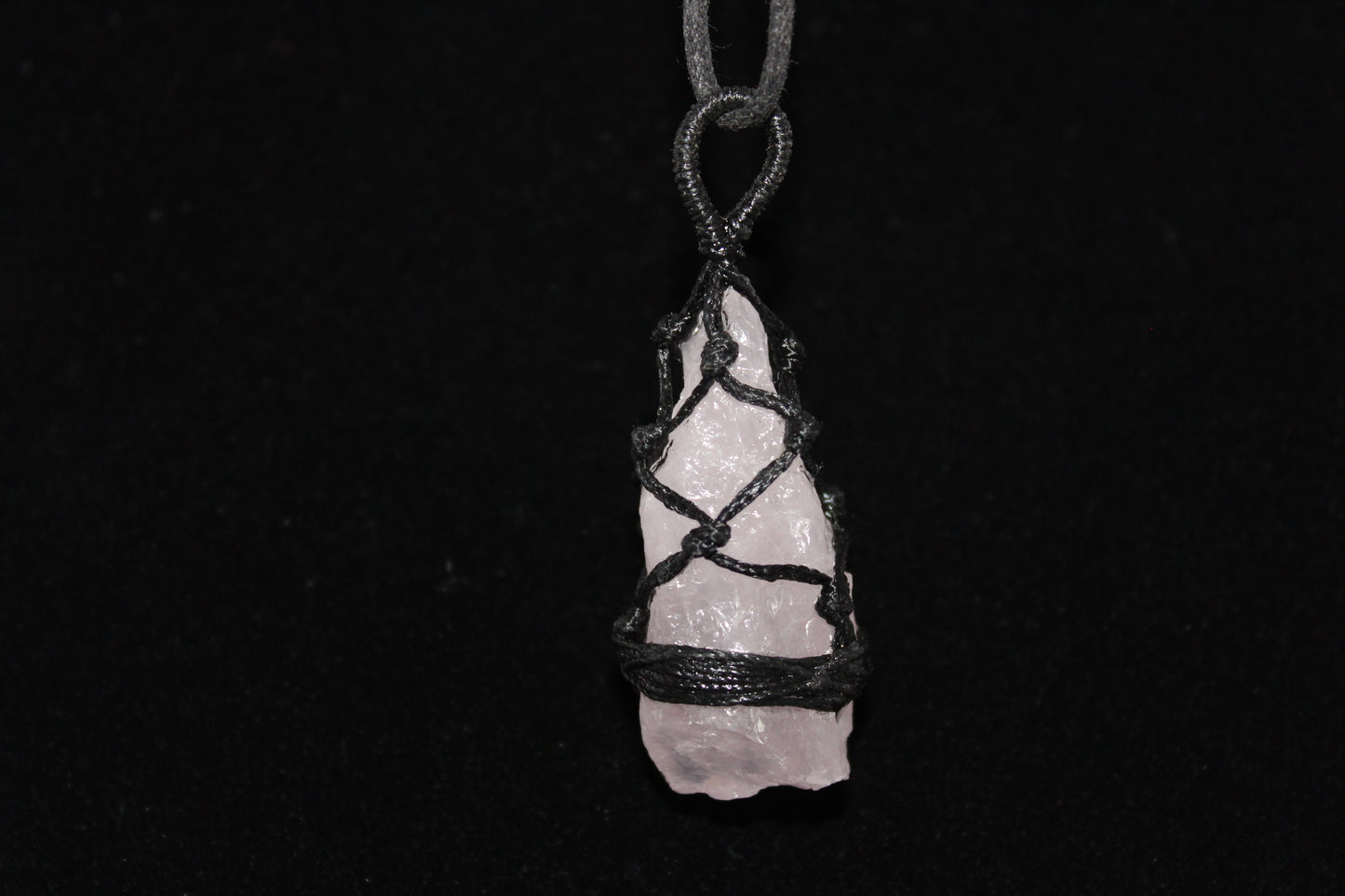Pendant - Macrame - Rose Quartz - lge