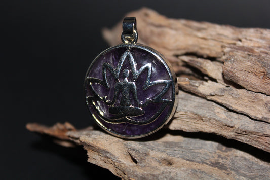 Pendant - Buddha/Lotus Flower - Amethyst