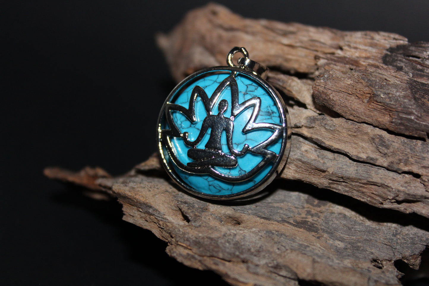 Pendant - Buddha/Lotus Flower - Blue Howlite