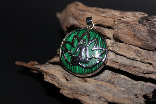 Pendant - Buddha/Lotus Flower - Green Howlite