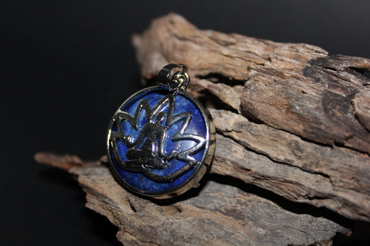 Pendant - Buddha/Lotus Flower - Lapis Lazuli